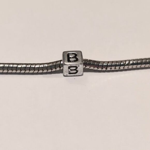 Silver B Spacer Charm for‎ Pandora Style Bracelet - Picture 2 of 5